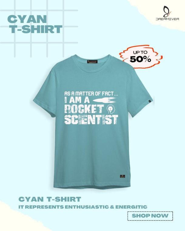 Rocket Scientist Cyan T-Shirt for Men
