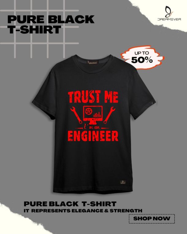 Engineering Black T-Shirt for Men