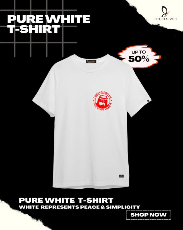 Jeep Logo Pure White T-Shirt for Men