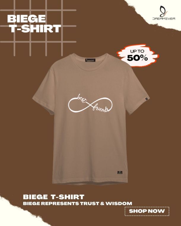 Best Friends Biege T-Shirt for Men