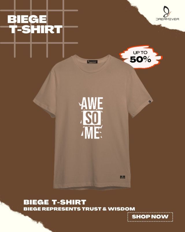 Awesome Biege T-Shirt for Men