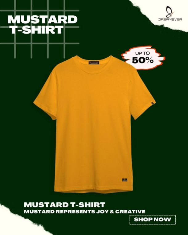 Mustard plain T-Shirt for men