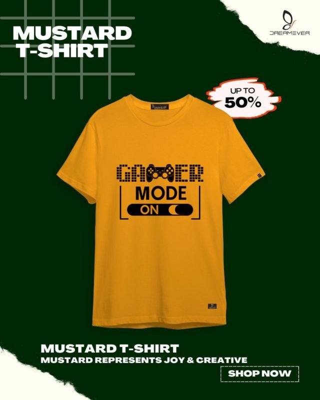 Gamer mode on Mustard T-Shirt for Men