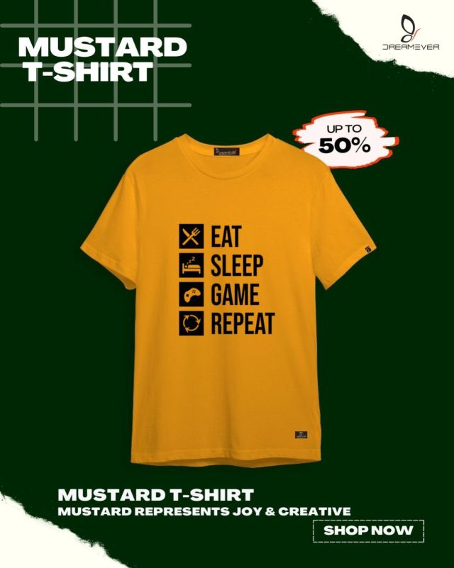 Eat, Sleep, Game, Repeat Mustard T-Shirt for Men