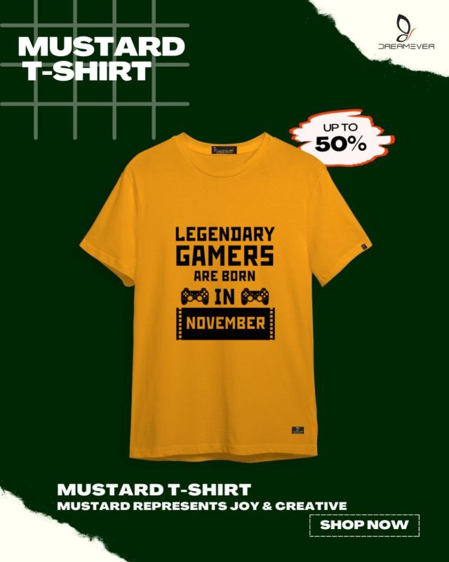 Legendary Gamer's Mustard T-Shirt for Men