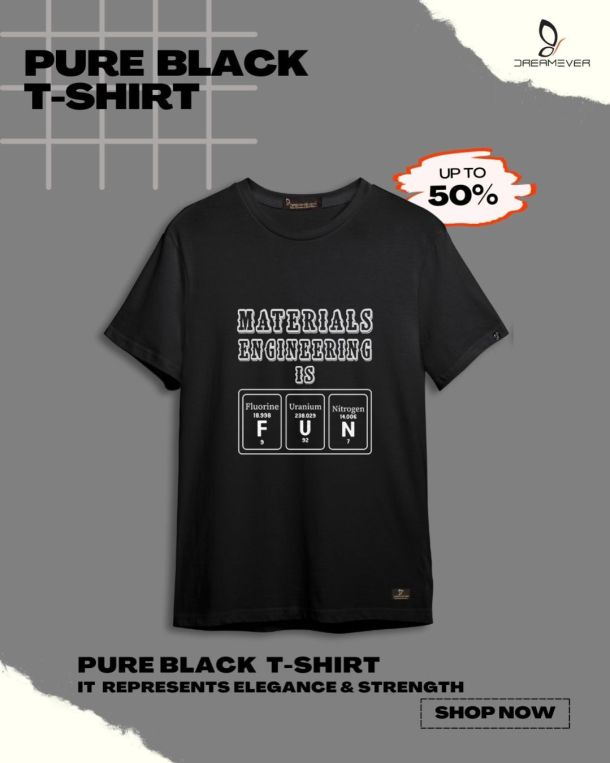 Material Engineer Black T-shirt for Men