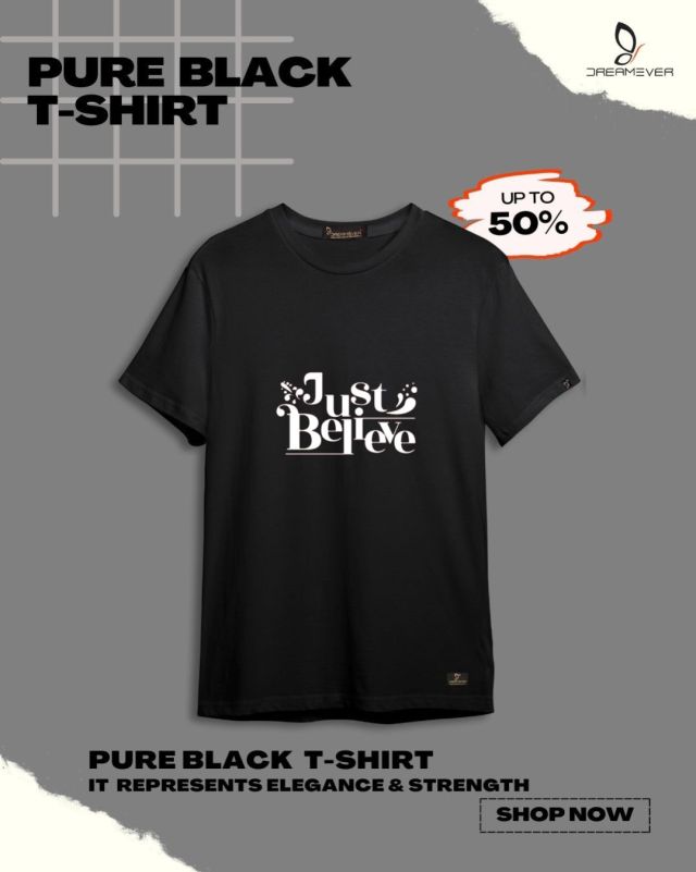 Just Believe Black T-Shirt for Men