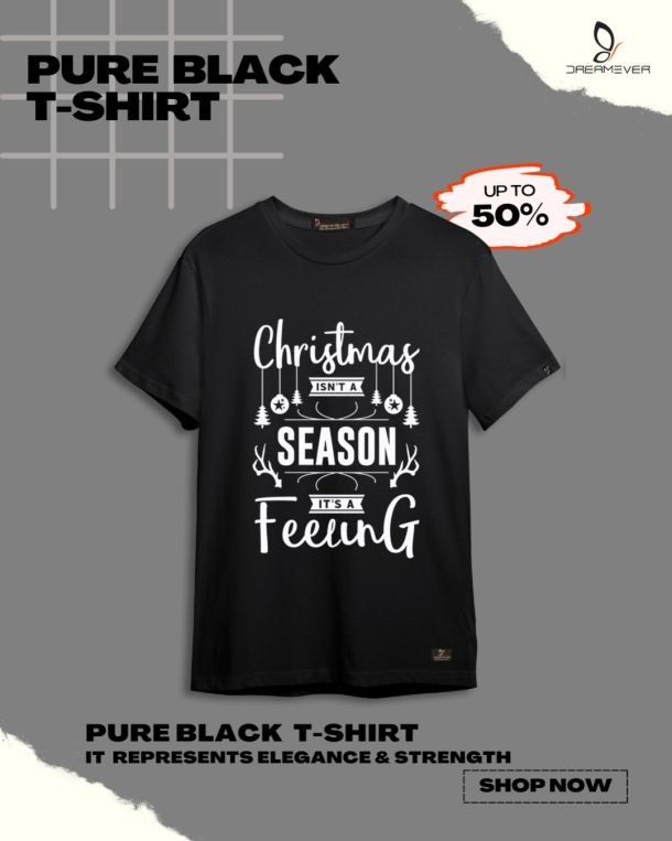 Christmas isn't a season, Its a feeling Black T-Shirt for men