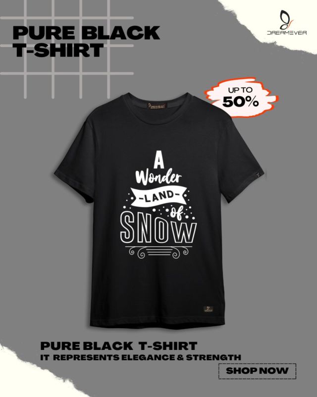 A Wonder land of Snow Black T-Shirt for men