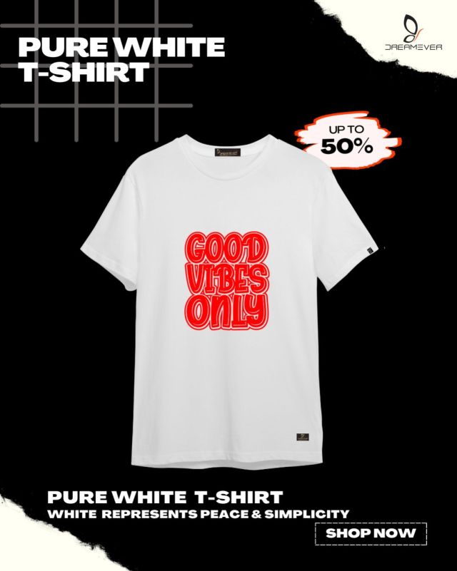 Good vibes Only Pure White T-Shirt for Men
