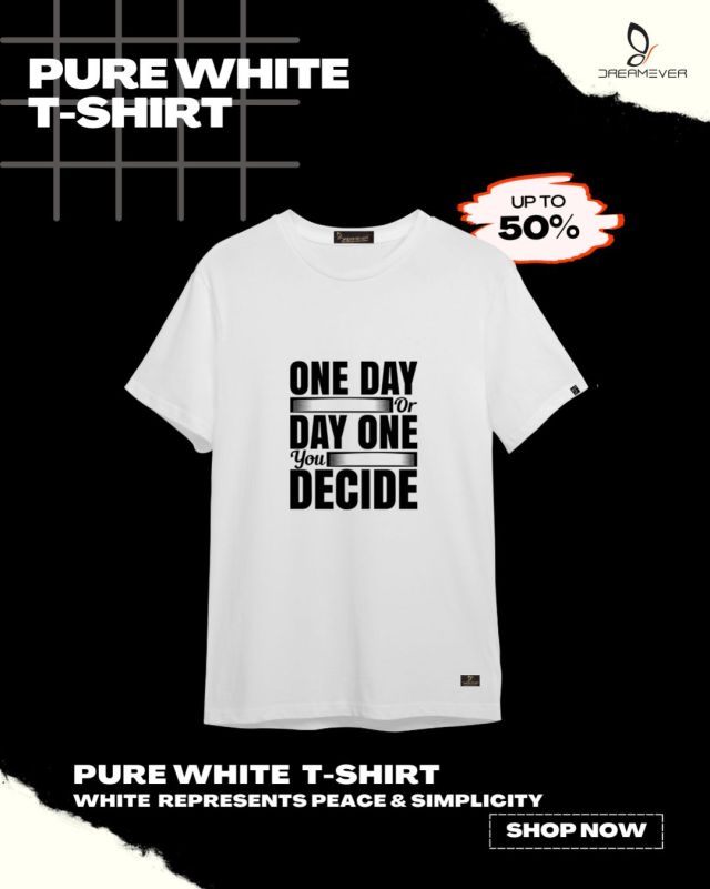 Success Quote Pure White T-Shirt for Men