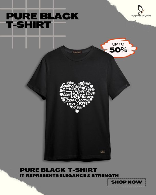 Love Black T-Shirt for Men